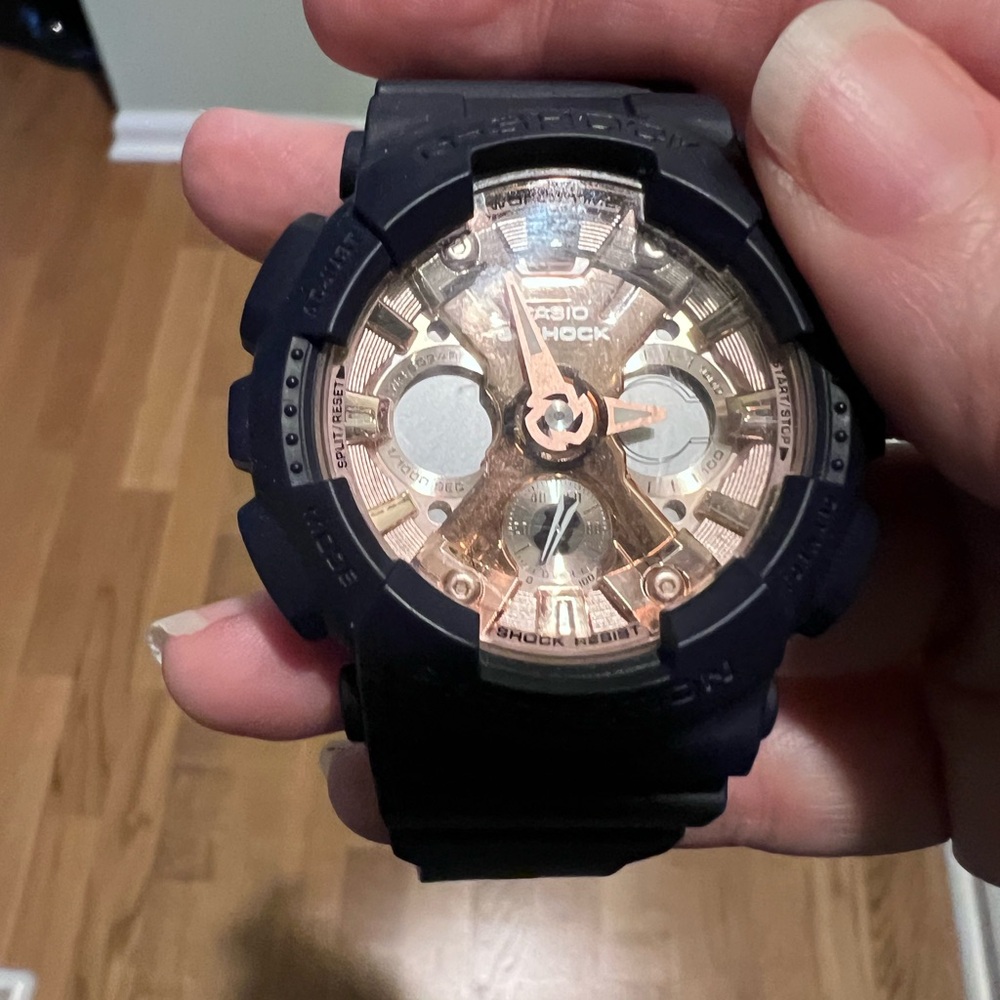Casio G-Shock Dark Navy Blue and Rose Gold Watch